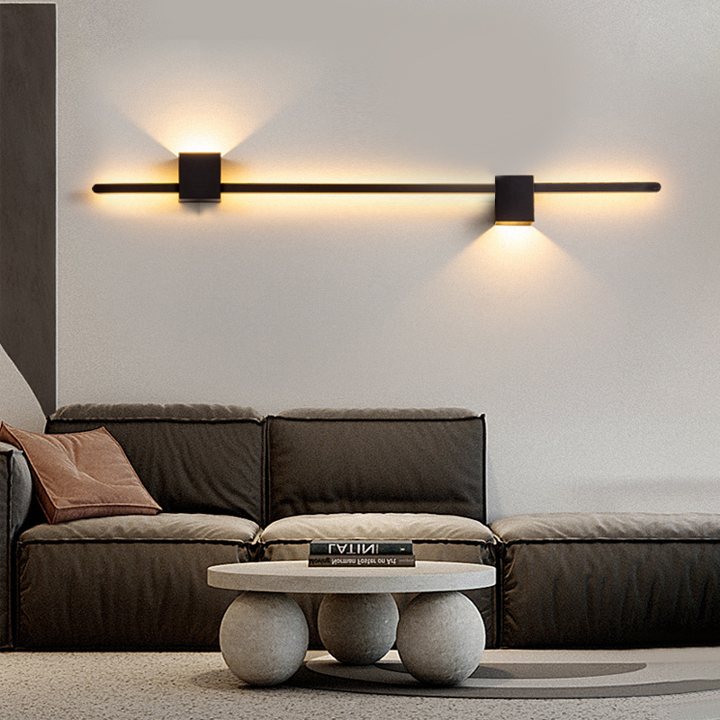 Lâmpada de parede moderna criativa LED Strip, fundo preto, luz decorativa para sala de estar, quarto, luminária doméstica, 122cm