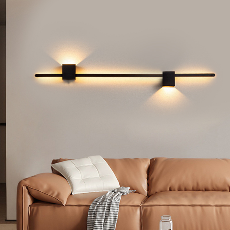 Lâmpada de parede moderna criativa LED Strip, fundo preto, luz decorativa para sala de estar, quarto, luminária doméstica, 122cm