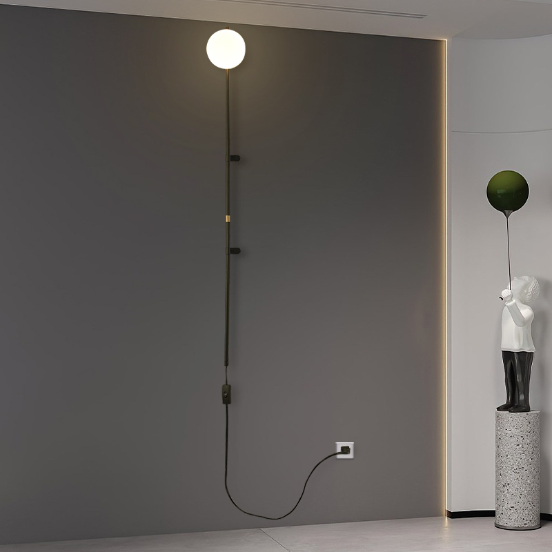 Lâmpada de parede nórdica para quarto, simples e moderna, fiação livre, interruptor plug-in, cabo, plug-in, hotel, sala de estar