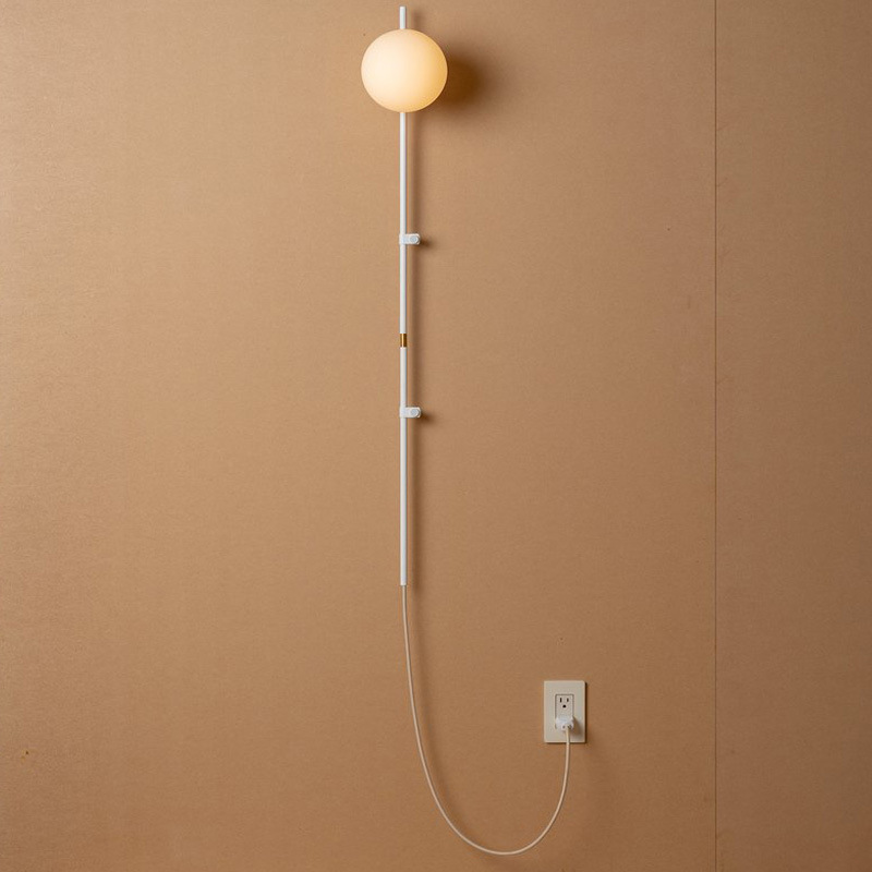Lâmpada de parede nórdica para quarto, simples e moderna, fiação livre, interruptor plug-in, cabo, plug-in, hotel, sala de estar