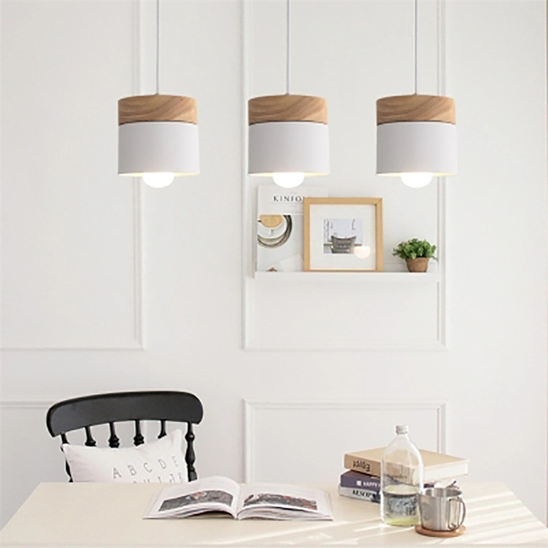 Modern LED E27 Wood Pendant Light para Sala de Jantar Villa Hallway Iluminação Decoração Nordic Hanging Lamp Pendant Lamp