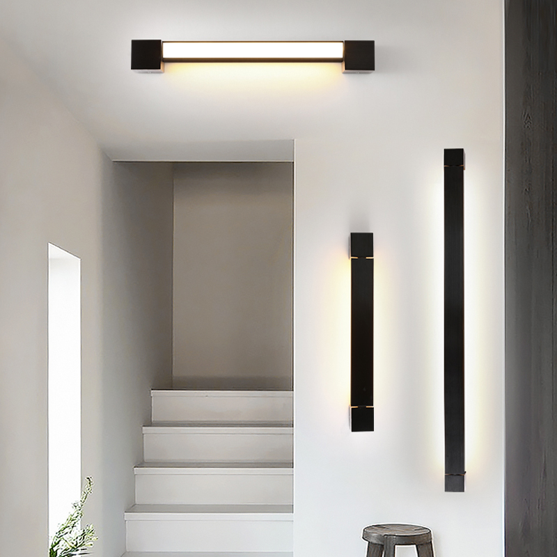 Nordic Long Rotatable LED Wall Light, Decoração interior, Sala de estar, Restaurante, Quarto, Lâmpada de cabeceira, Alumínio, Moderno