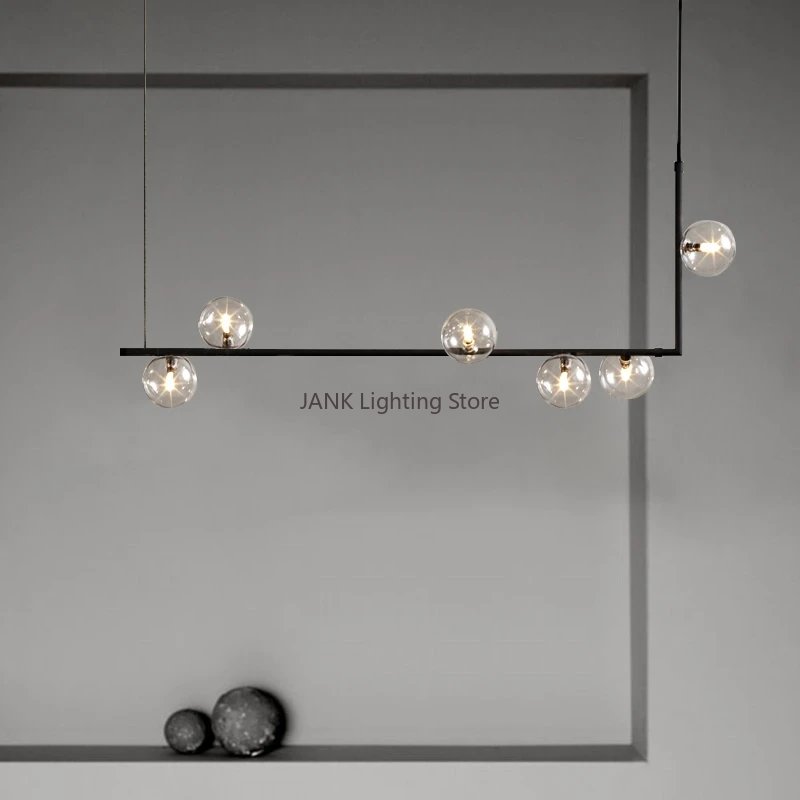Nordic Minimalista Design Lâmpada LED, Sombra de vidro duplo, Lâmpadas de suspensão, Magic Bean, Molecular, Pingente, Sala de estar, Restaurante
