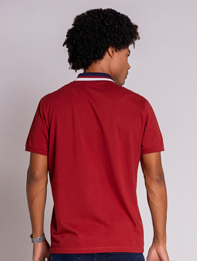 Camisa Polo Manga Curta em Algodão Vermelha