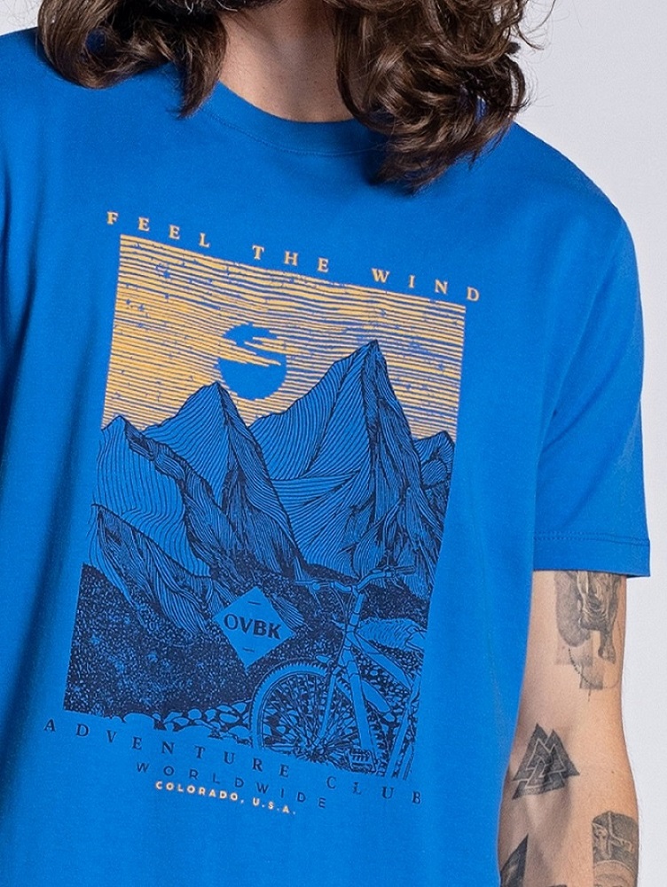 Camiseta Azul Masculina em Algodão - OVBK