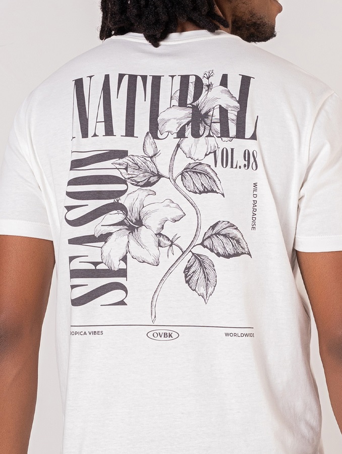 Camiseta Manga Curta Masculina de Algodão Orgânico Nature Seasons - OVBK
