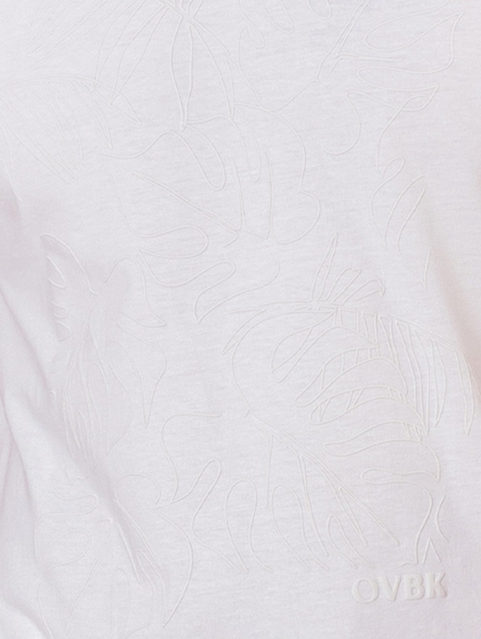 Camiseta Manga Curta Masculina Folhagens Outline Branca - OVBK
