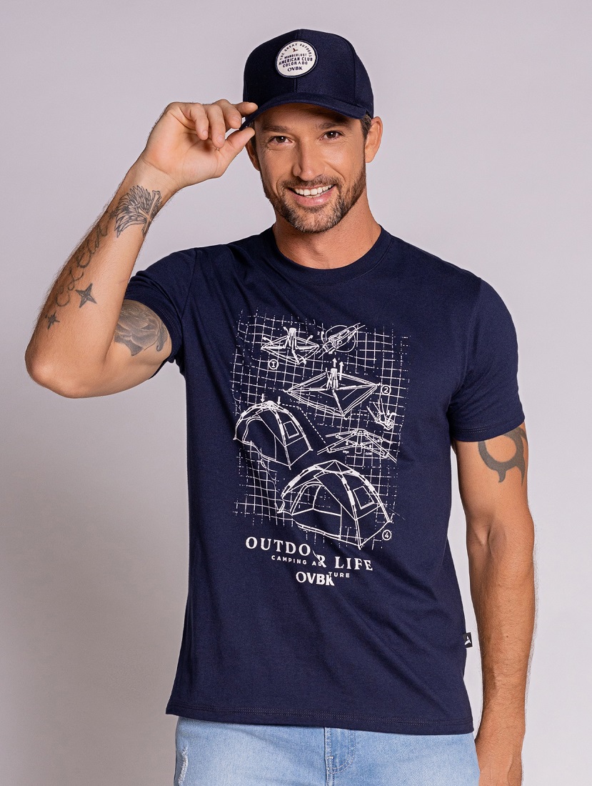 Camiseta Masculina em Algodão Azul Marinho