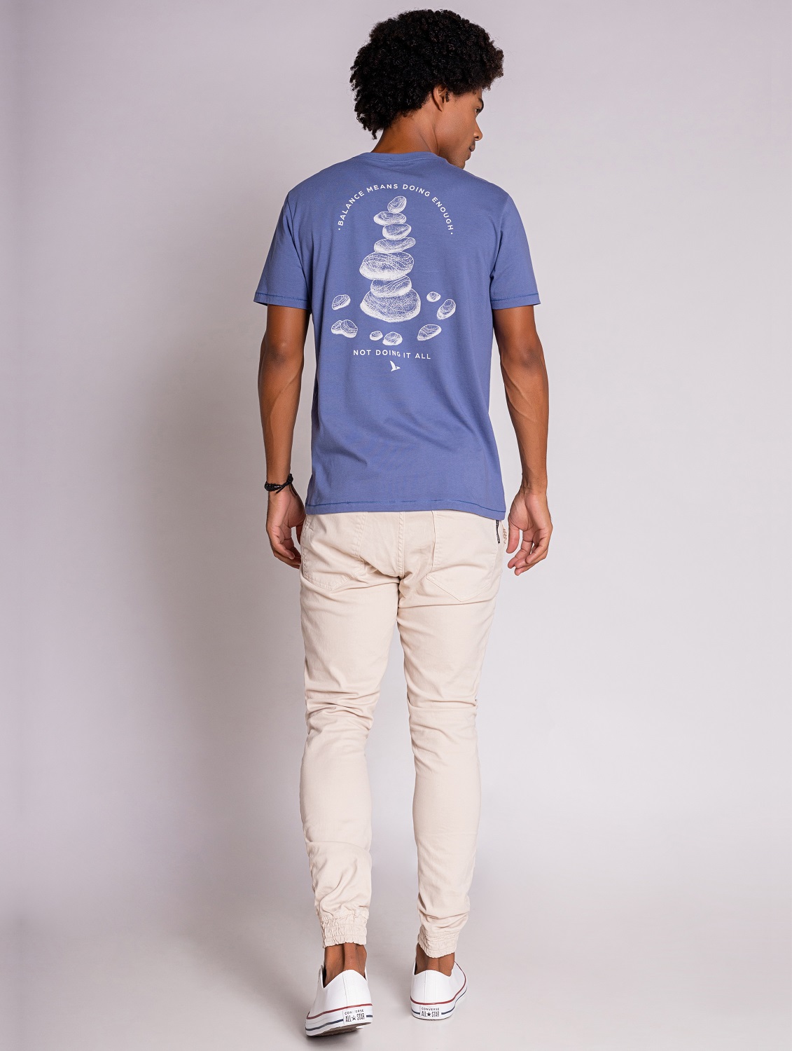 Camiseta Masculina Manga Curta em Algodão Azul  - OVBK