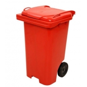 Container Lixo C/Rodas 120lt Vermelho Jsn