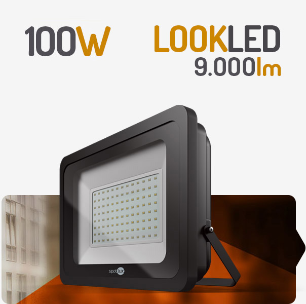 REFLETOR LED 100W 6000K PRETO SPOTLUX