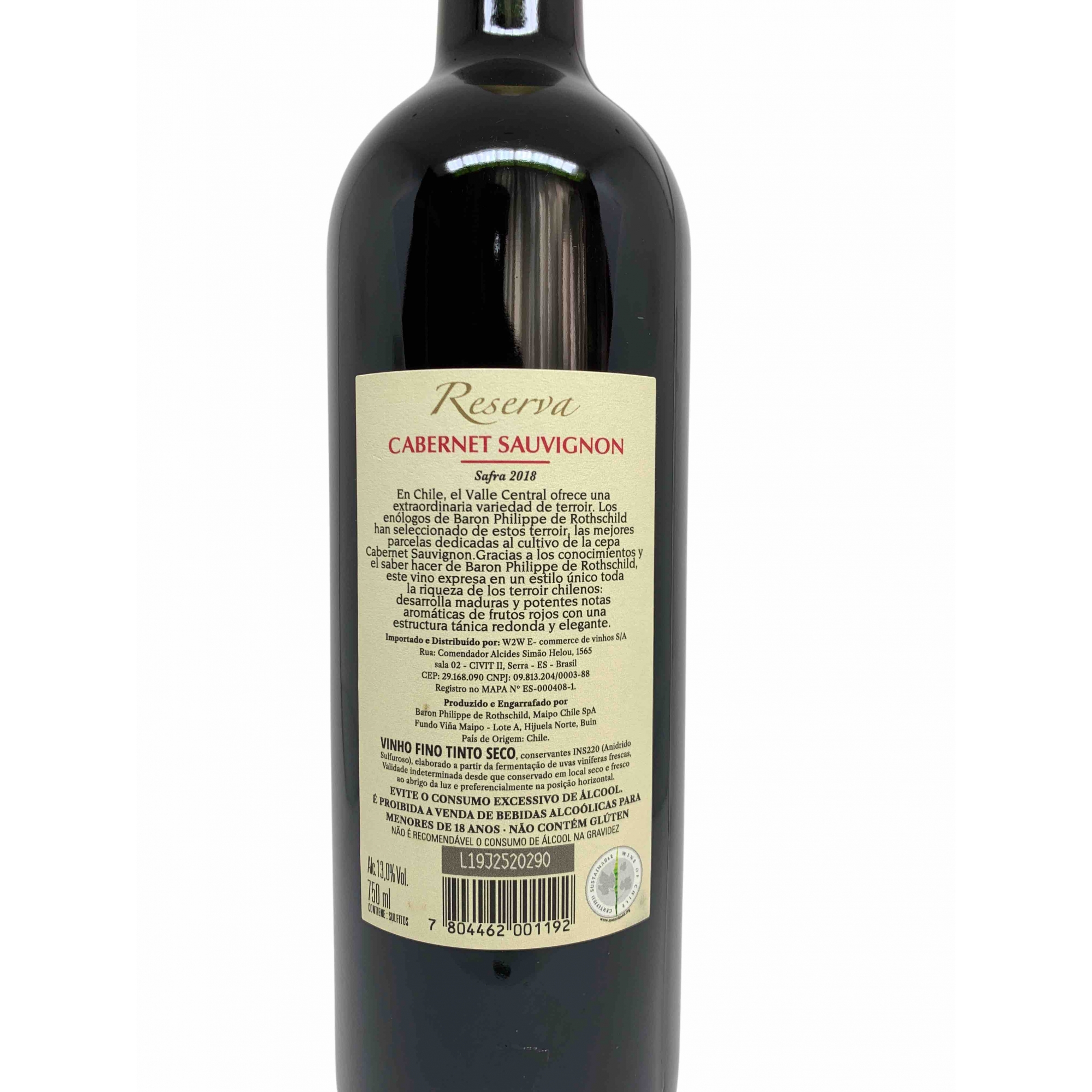 Vinho Tinto Baron Philippe de Rothschild Reserva Cabernet Sauvignon 750mL