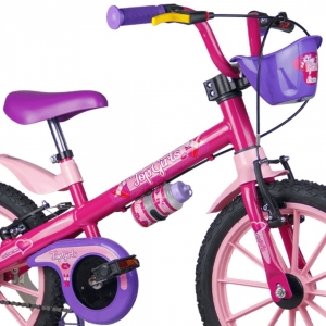 Bicicleta aro 16 com Rodinha e Capacete Menina Top Girls 