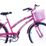 Bicicleta Feminina Aro 26 com cestinha Susi Pink