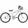 Bicicleta MTB Aro 20 Feminina KISS com cesta Free Action Branca