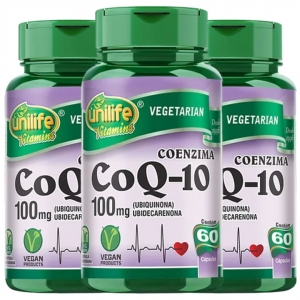 Coenzima Ubiquinona CoQ-10 Vegano 60 cáps 100mg Kit com 3