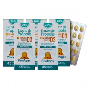 Extrato de Própolis com Vitamina D3 2000 Ui com 45 Cápsulas Kit com 5