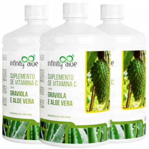 Suplemento de Vitamina C Sabor Babosa Aloe Vera com Graviola 1L Kit com 3 - Infinity