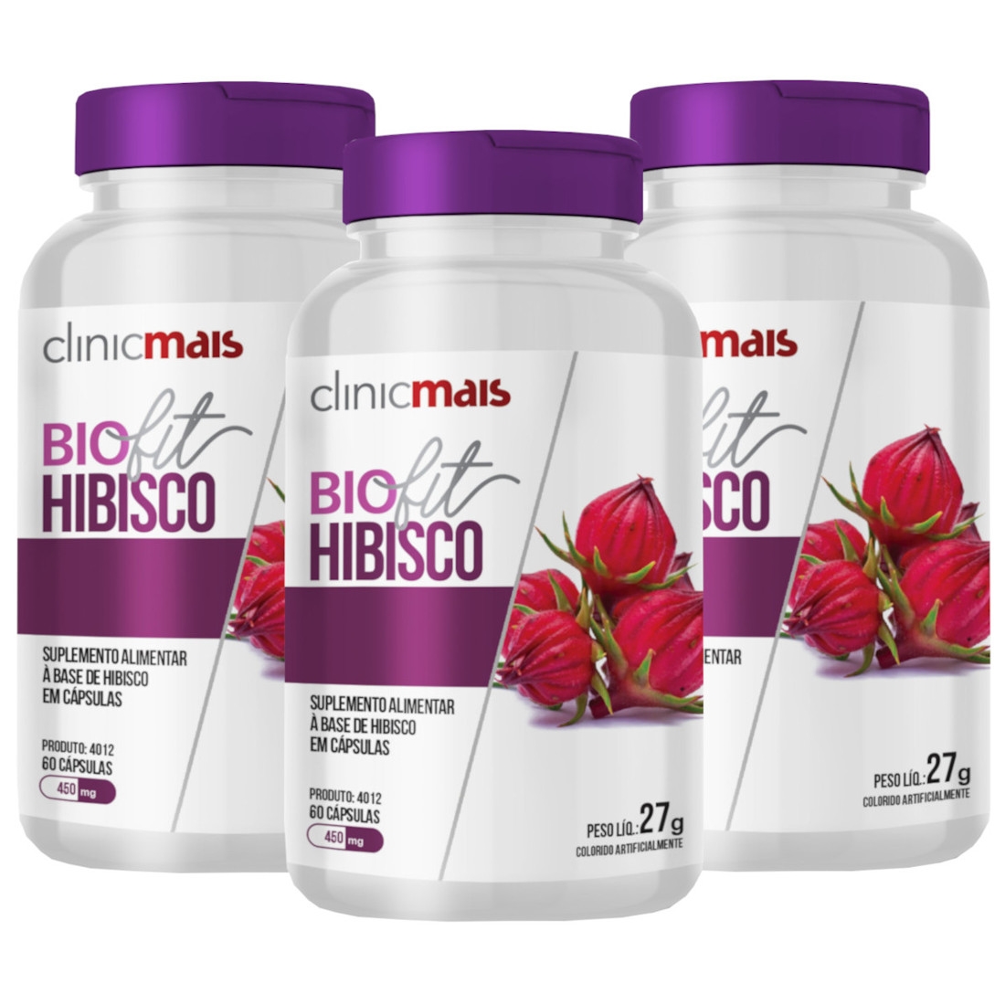 Biofit Hibisco 60 cápsulas de 450mg Kit com 3