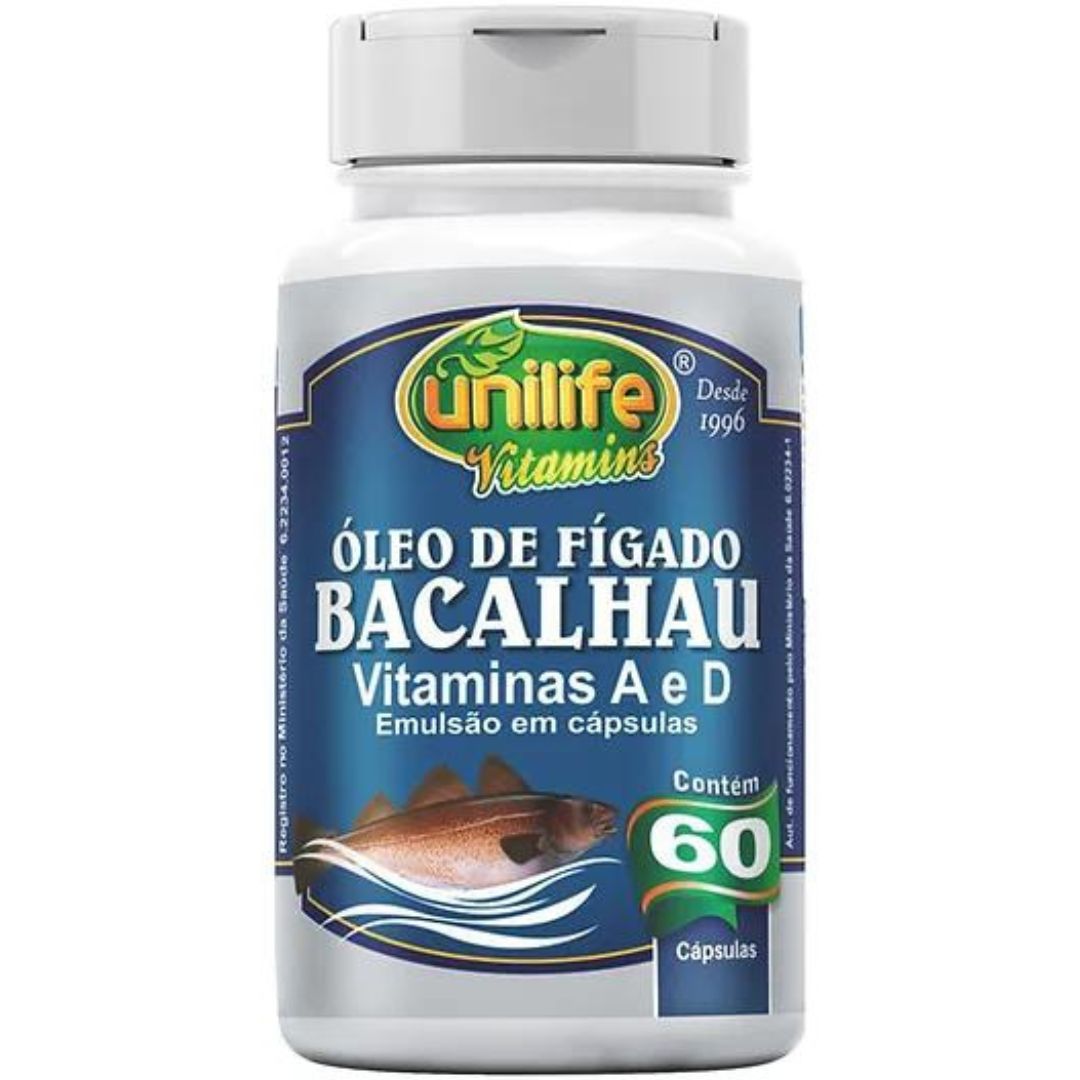 Óleo de Fígado de Bacalhau Vitaminas A e D 60 Caps 250mg