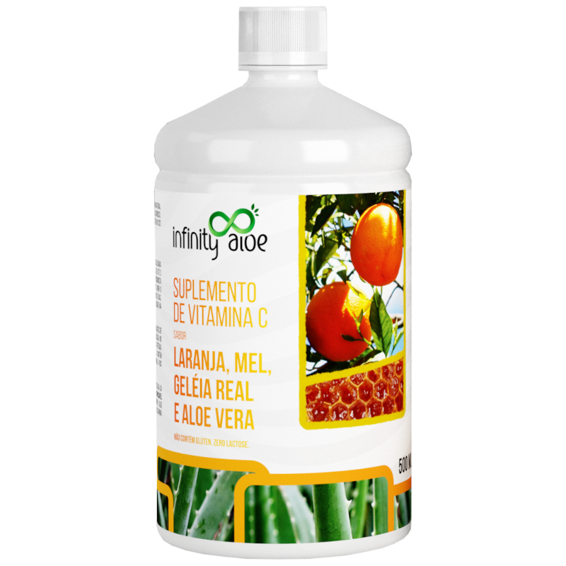 Suplemento de Vitamina C Sabor Babosa Aloe Vera com Laranja, Mel e Geleia Real 500ml - Infinity