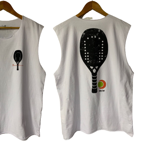 Camiseta Machão  Beach Tennis RAQUETE COSTAS 2  BRANCA
