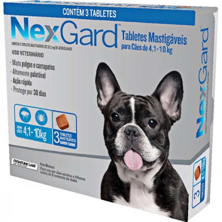 NexGard 28,3 mg para Cães de 4,1 a 10 Kg Antipulgas e Carrapatos