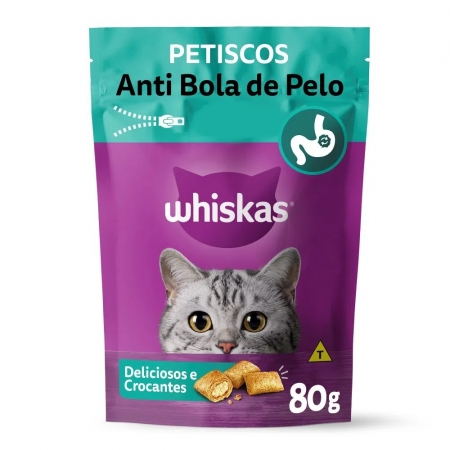 Petisco Whiskas Temptations Antibola de Pelo para Gatos Adultos 80g