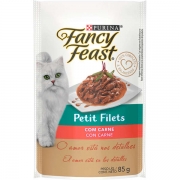 Ração Úmida Nestlé Purina Fancy Feast Sachê Petit Filets com Carne para Gatos Adultos 85g