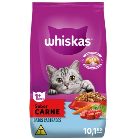 Ração Whiskas Carne para Gatos Adultos Castrados 10kg