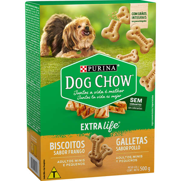 Biscoitos Nestlé Purina Dog Chow Extra Life Frango para Cães Adultos Raças Pequenas 500g