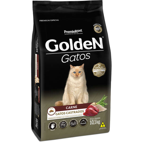 Golden Gatos Adultos Castrados Carne 10,1kg