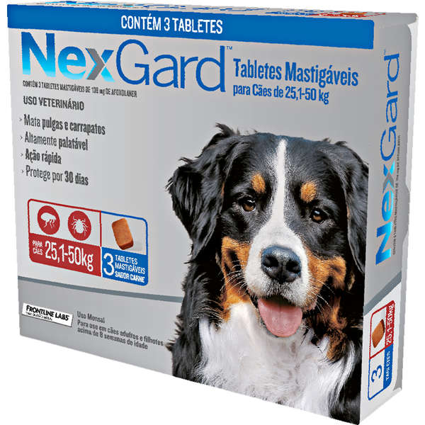 NexGard 136 mg para Cães de 25,1 a 50 Kg Antipulgas e Carrapatos