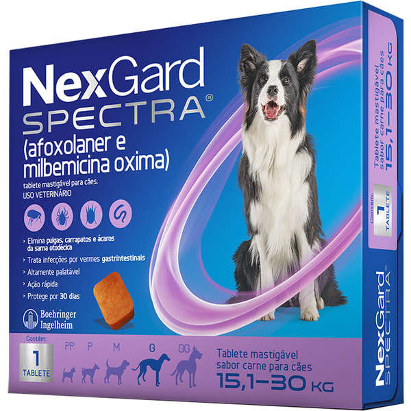 NexGard Spectra para Cães de 15,1 a 30 Kg - Antipulgas e Carrapatos