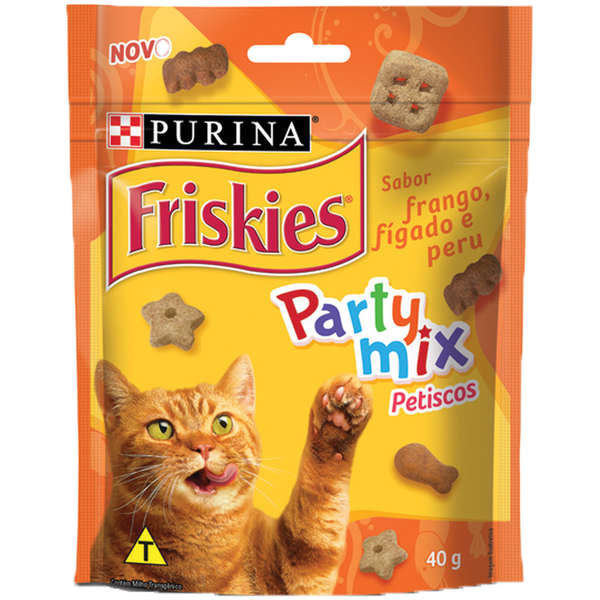Petisco Nestlé Purina Friskies Party Mix Frango, Fígado e Peru para Gatos Adultos 40g