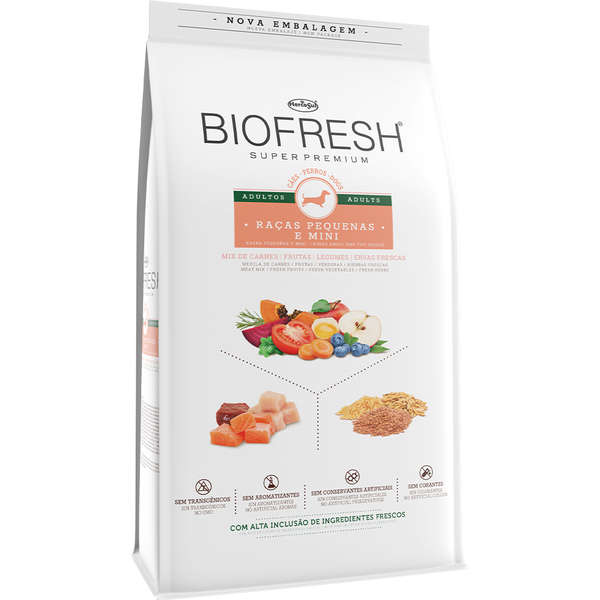 Ração Biofresh Mix de Carne, Frutas, Legumes e Ervas Frescas Cães Adultos de Raças Pequenas e Minis 15kg