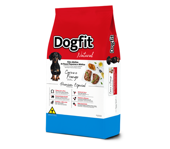 Ração Dogfit Natural Cães Adultos de Raças Pequenas e Médias 15kg