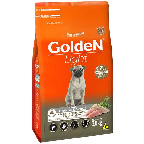 Ração Golden Fórmula Cães Adultos Light para Cães de Pequeno Porte Frango e Arroz 10,1kg