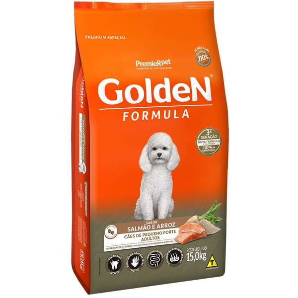 Ração Golden Formula Cães Adultos Salmão e Arroz para Cães Adultos de Pequeno Porte 15kg