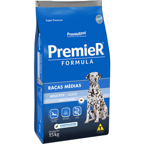 Ração Premier Pet Formula Frango Cães Adultos Raças Médias 15kg