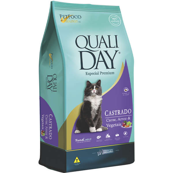 Ração Qualiday Especial Premium Cat Castrado Adulto Carne, Arroz e Vegetais 10,1kg