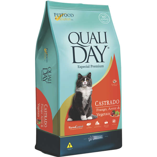 Ração Qualiday Especial Premium Cat Castrado Adulto Frango, Arroz e Vegetais 10,1kg