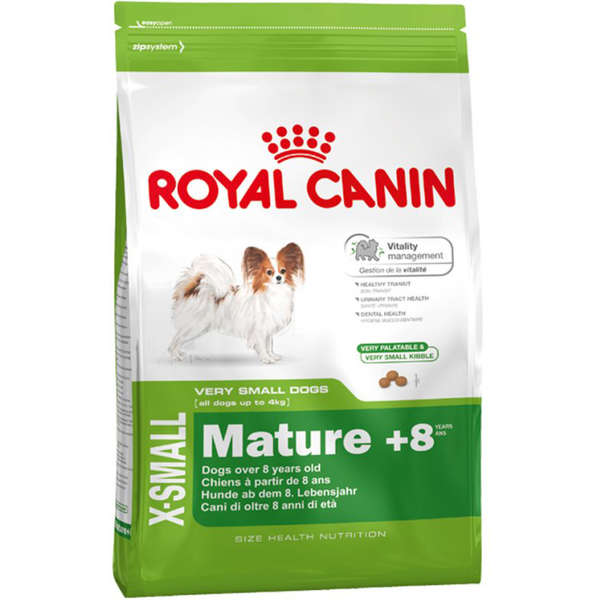 Ração Royal Canin X-Small Adulto 8+ para Cães Adultos e Idosos de Porte Miniatura 1kg