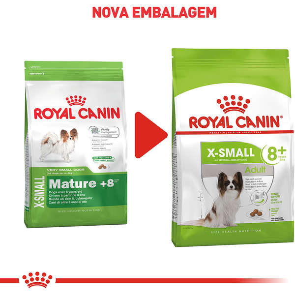 Ração Royal Canin X-Small Adulto 8+ para Cães Adultos e Idosos de Porte Miniatura 1kg