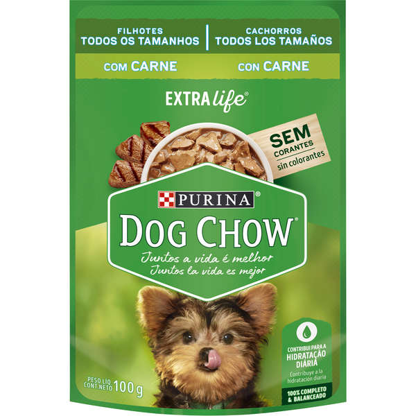 Ração Úmida Nestlé Purina Dog Chow Extra Life Sachê Carne para Cães Filhotes 100g