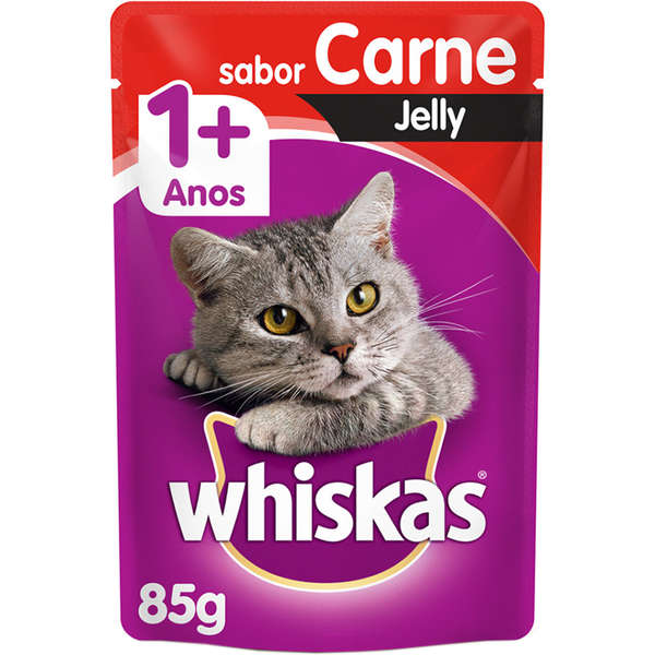 Ração Úmida Whiskas Sachê Carne Jelly para Gatos Adultos 85g