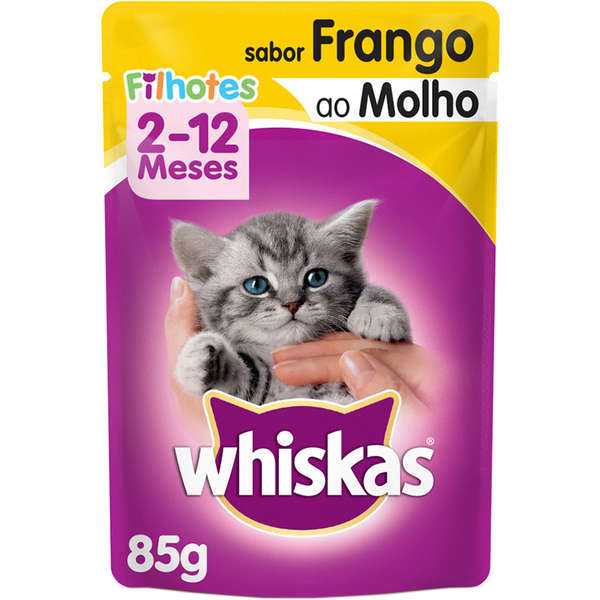 Ração Úmida Whiskas Sachê Frango ao Molho para Gatos Filhotes 85g