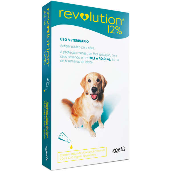 Revolution 12% para Cães de 20 a 40 Kg (240 mg) - Antipulgas e Carrapatos