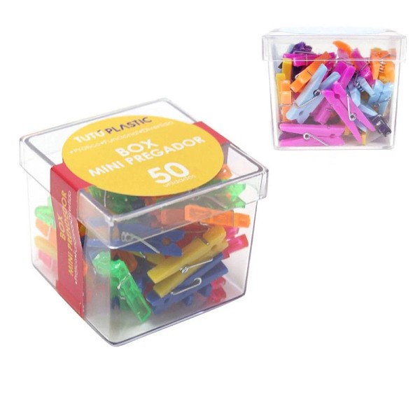 Box Mini Prendedor para Papel e Artesanato - Kit 50 Unidades Coloridos Sortidos