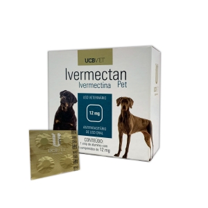Ivermectan Pet 12mg Ucbvet -Para Tratamento De Sarnas-4 Comp